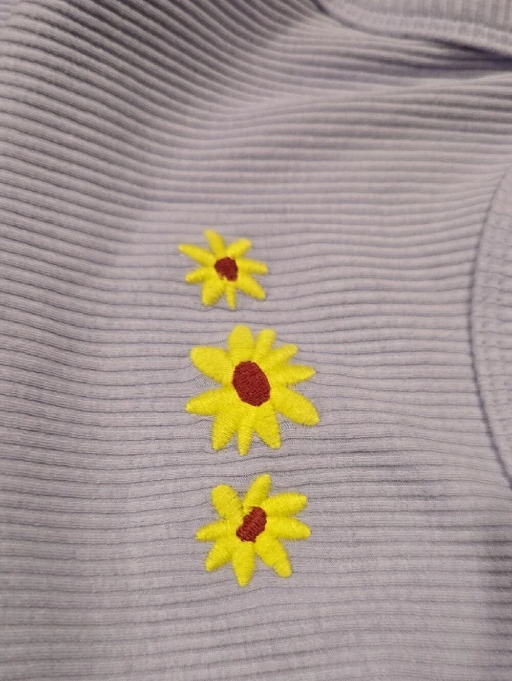 Old Navy Lavender Ribbed Tank Top with Yellow Daisy Accent